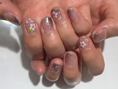 夜桜風ネイル