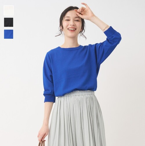 綿混糸の爽やかなニットトップス👕