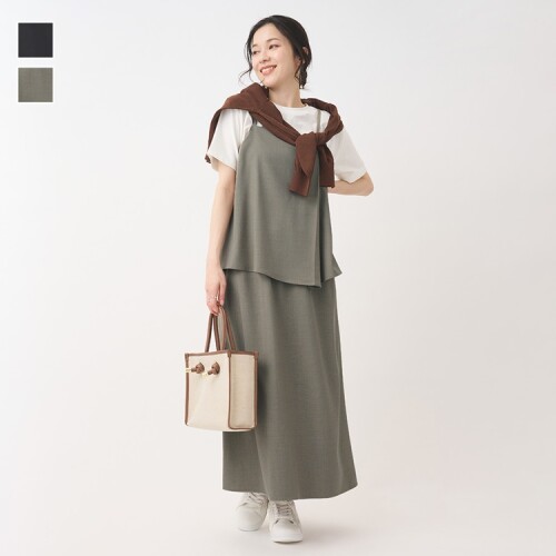 セットアップを着ているようなキャミワンピース👗