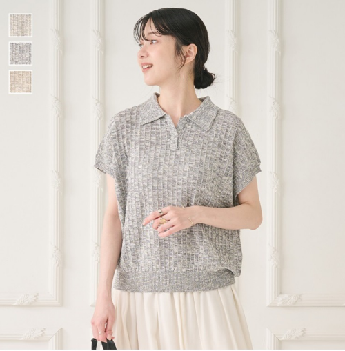 ストライプ見えに編んだスキッパーニット🧶
