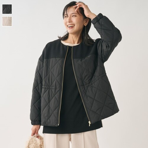 異素材コンビで存在感のあるこなれキルトジャケット🌟