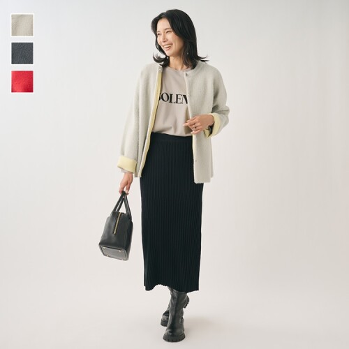 ライトアウターにも使える配色が映える旬顔カーディガン🧥