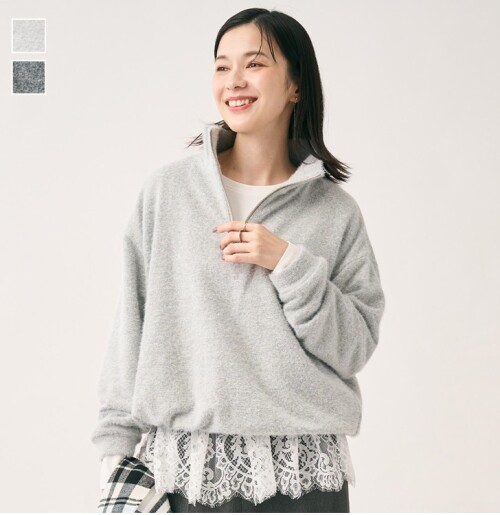 シャギー素材のハーフジップトップス💛
