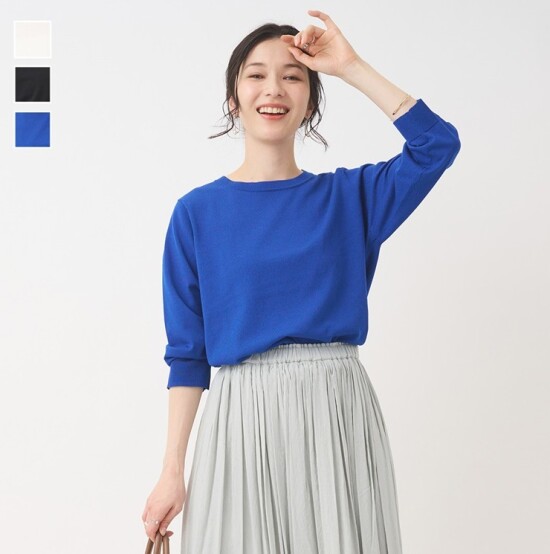 綿混糸の爽やかなニットトップス👕