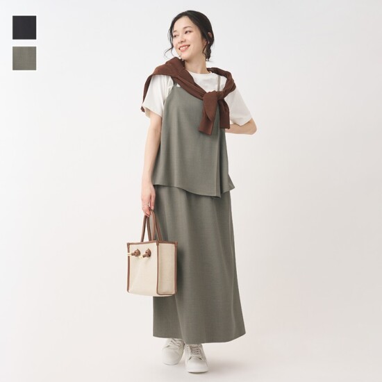 セットアップを着ているようなキャミワンピース👗