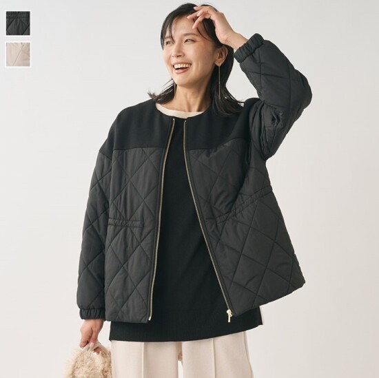 異素材コンビで存在感のあるこなれキルトジャケット🌟