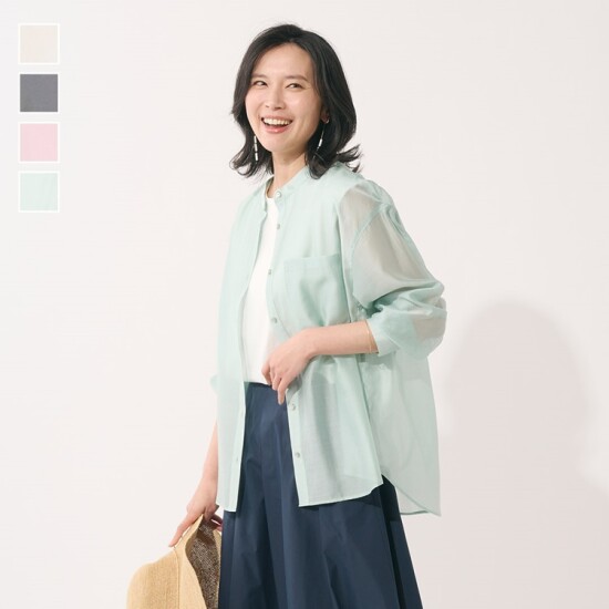 上品な透け感を楽しむ涼感シアーシャツ✨