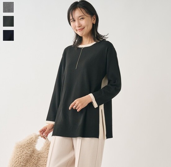 1枚でサマになるバイカラーニットチュニック✨