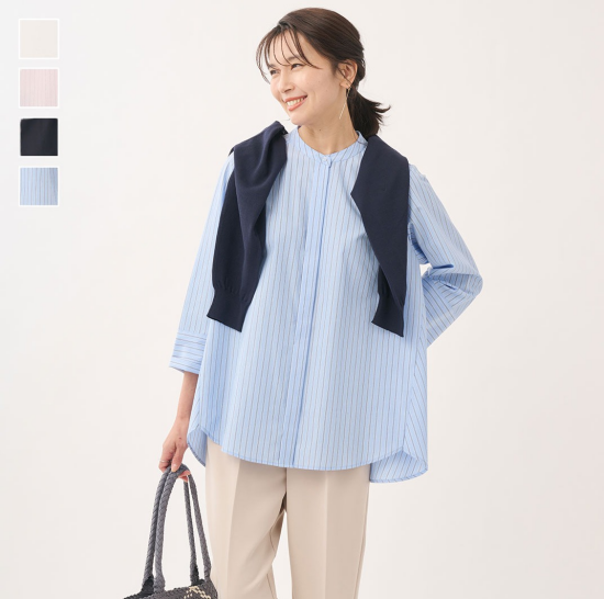 1枚も重ね着でもシルエット美人になれるベーシックシャツ✨️
