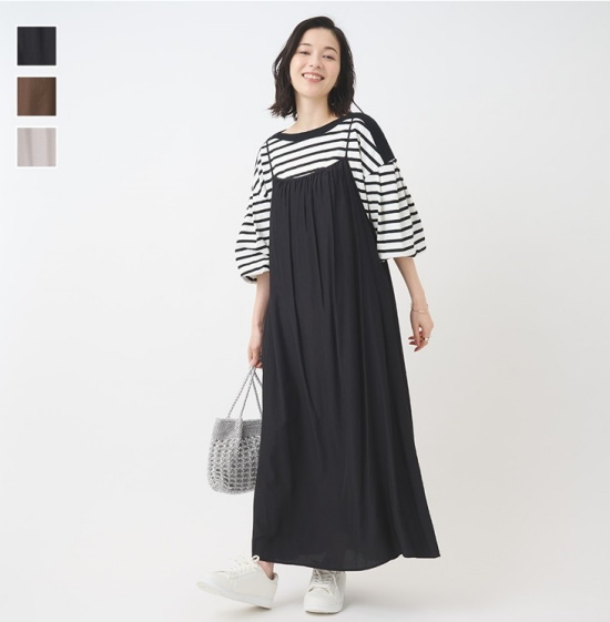 たっぷりギャザーでスッキリ見えするワンピース👗