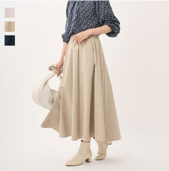 防汚撥水機能付き！楽なはき心地の上品タフタスカート✨️
