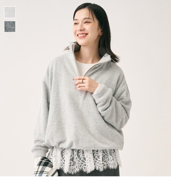 シャギー素材のハーフジップトップス💛