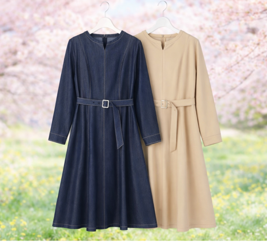 シャンブレーベルテッド ワンピース