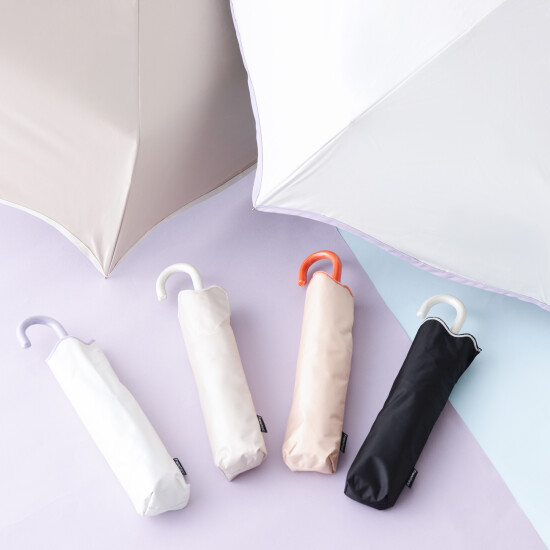 遮光 ウェーブパイピング 折りたたみ傘 50cm　（晴雨兼用）