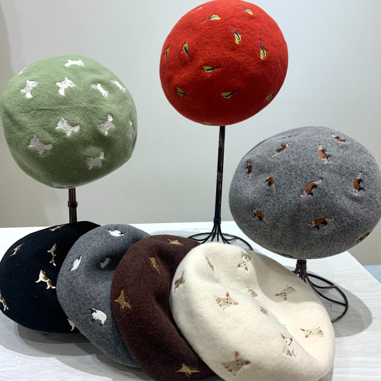 【おすすめ商品のご紹介】 動物刺繍べレー帽